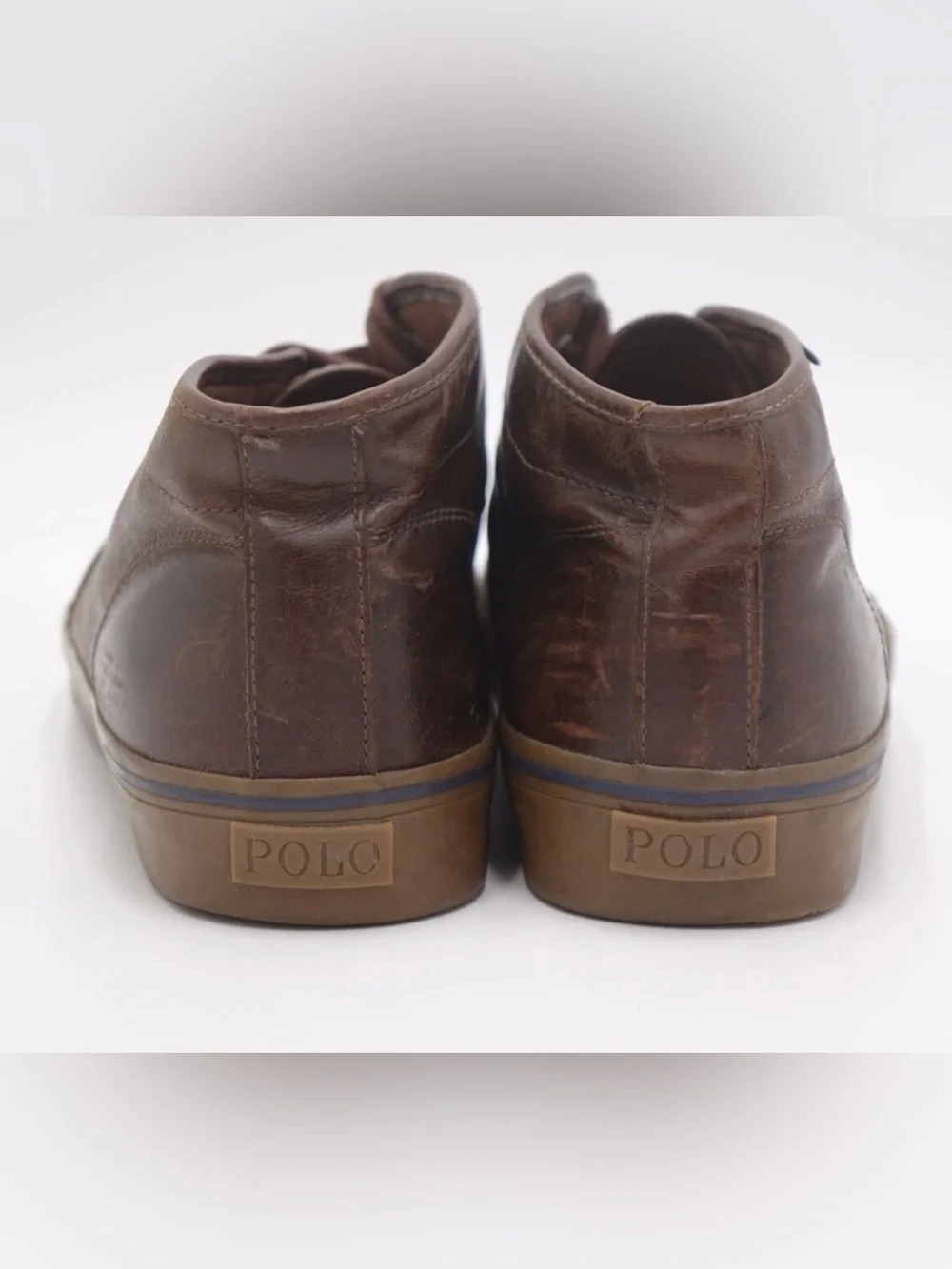 Polo by Ralph Lauren Brown Leather Chukka Sneakers Mens Sz 9.5